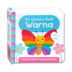 Bilingual My Sensory Book WARNA board book - touch & feel di setiap halaman (Bhs Indonesia & Inggris)