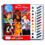 Disney Hero and Villains Deluxe Poster Paint & Color Book (80 Illustrations, 10 Water Paint Colors, 12 Crayons, 1 Paintbrush)