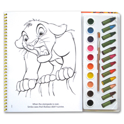 Disney The Lion King Deluxe Poster Paint & Color Book (80 Illustrations, 10 Water Paint Colors, 12 Crayons, 1 Paintbrush)