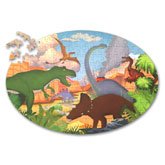 Travel, Learn and Explore â€“ Dinosaurs (Oval Puzzle 205 Pieces and A 32-Page Book!) 