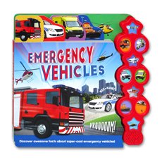 Emergency Vehicles Tabbed Sound Board Book with 10 Vehicle Sounds & Discover awesome facts about super-cool emergency vehicles!